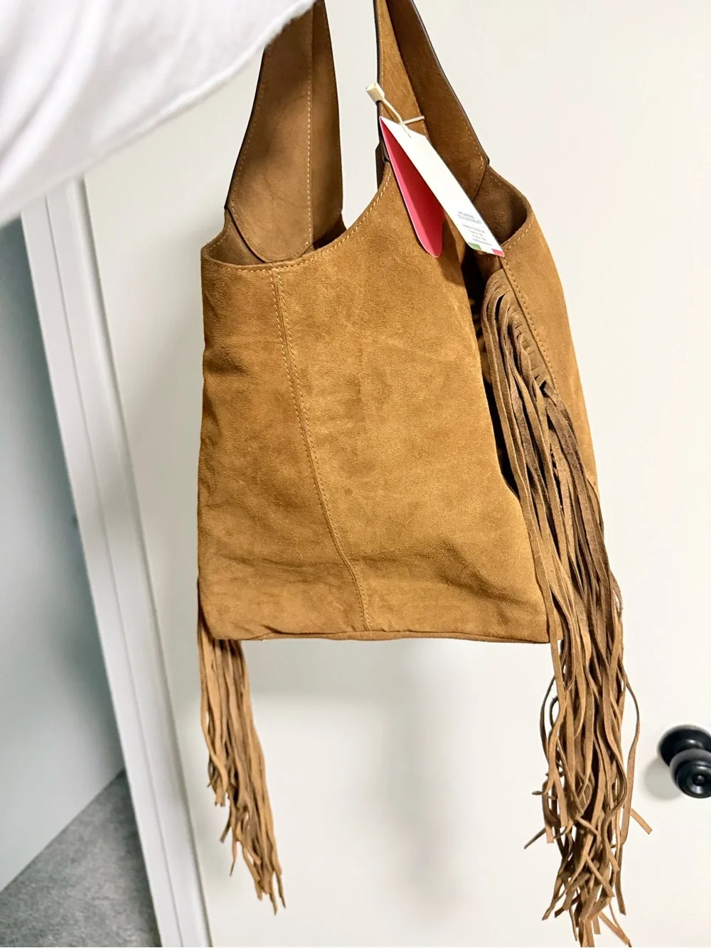 Genuine suede fridge hobo bag